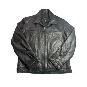 Cambridge Classics Leather Jacket Black/Dark Brown Soft Lined Long Sleeve Size M